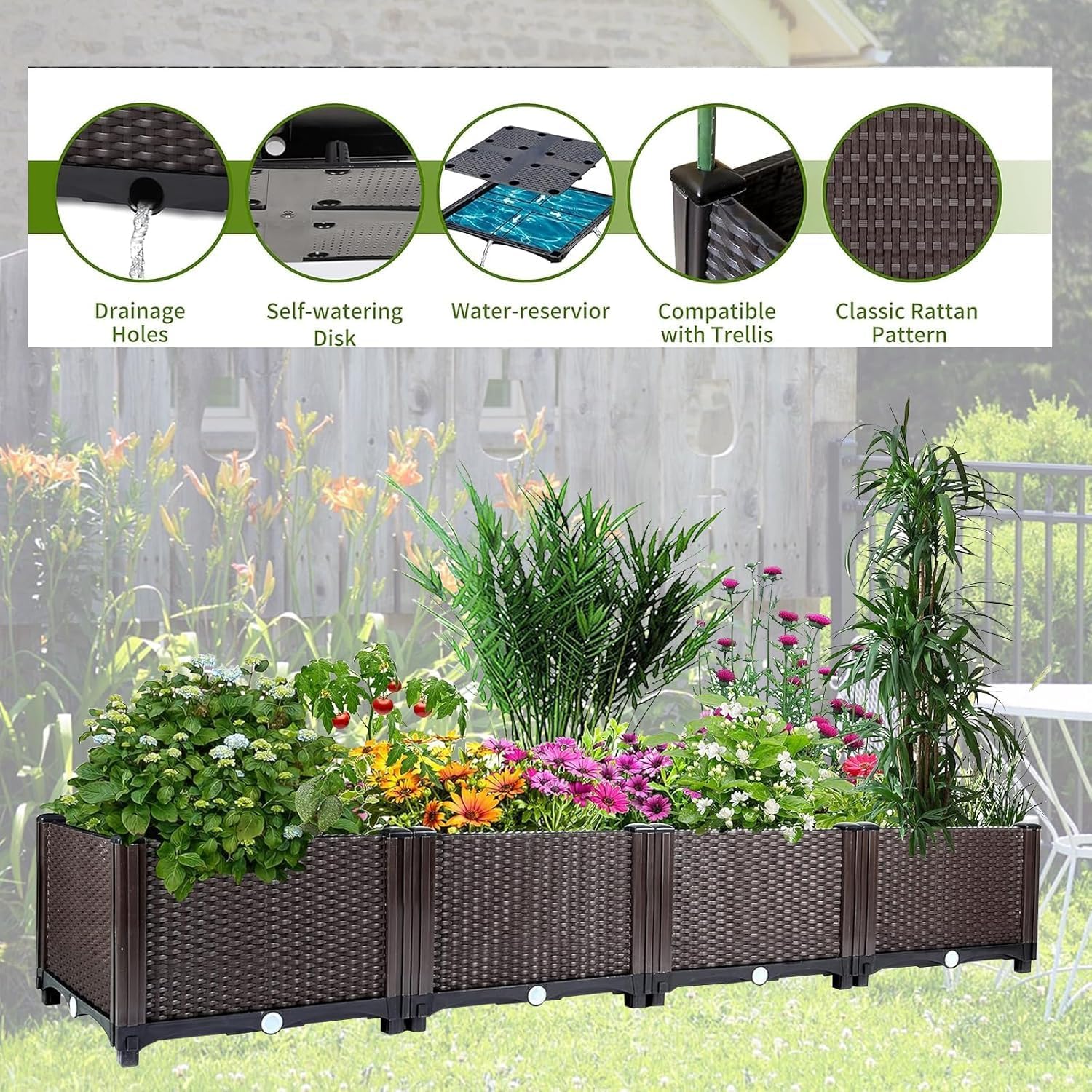 Self-Watering Raised Garden Be - đánh giá và giá Gardening Tools Green